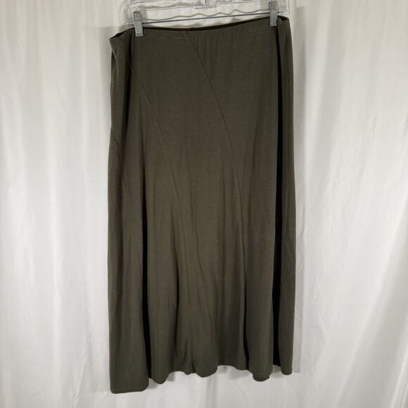 J Jill Midi Skirt Women's Small Green Pull On Elastic Waist Pocketless Modal Bl - Picture 1 of 10